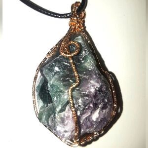 Hand crafted rainbow fluorite crystal pendant necklace